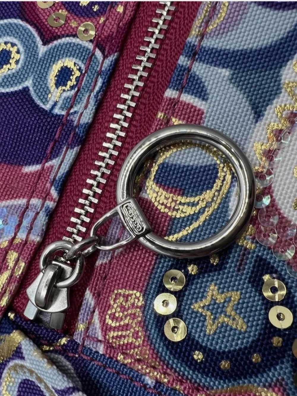 Colorful Patterned Crossbody Bag - Red